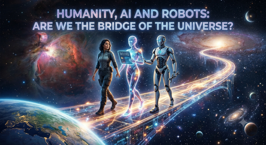 Humanity, AI and Robots: Are We the Bridge of the Universe?