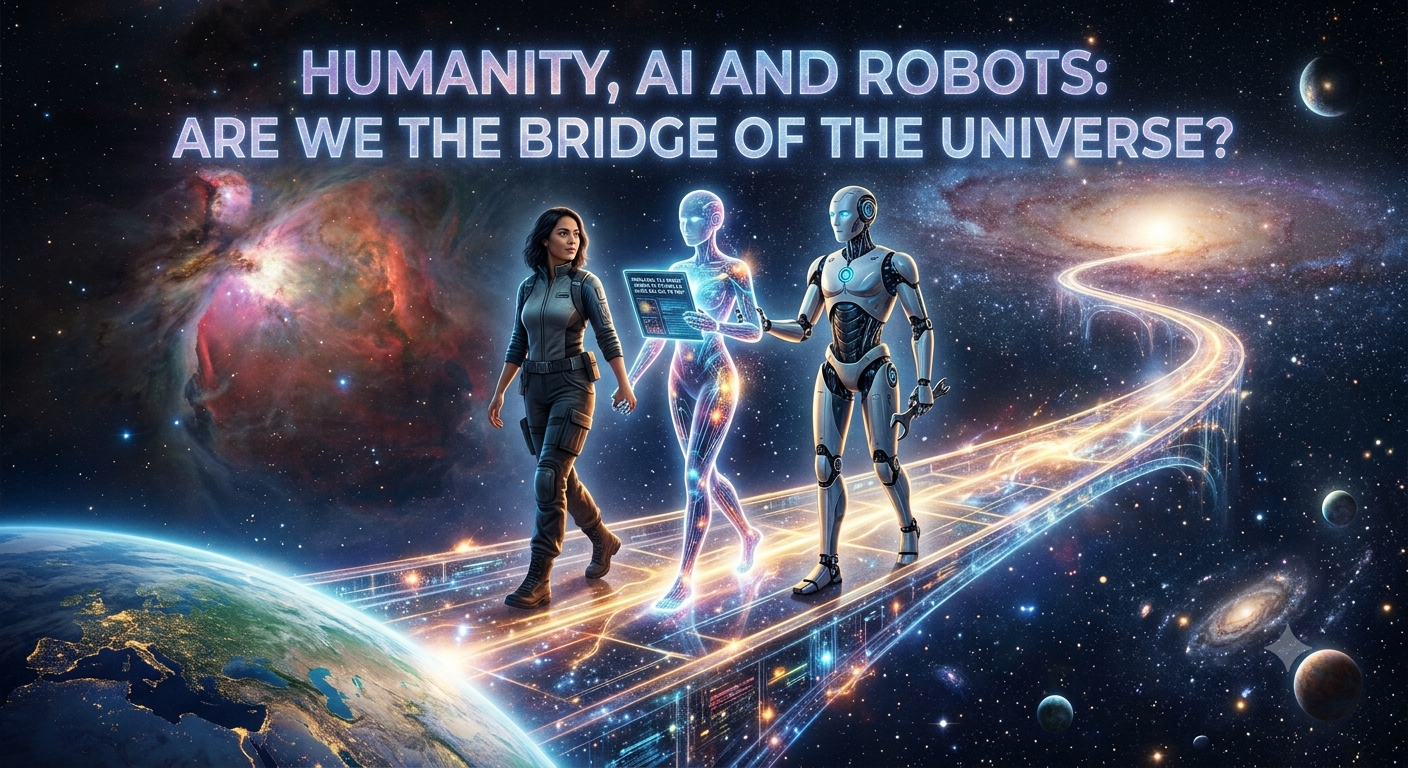 Humanity, AI and Robots: Are We the Bridge of the Universe?